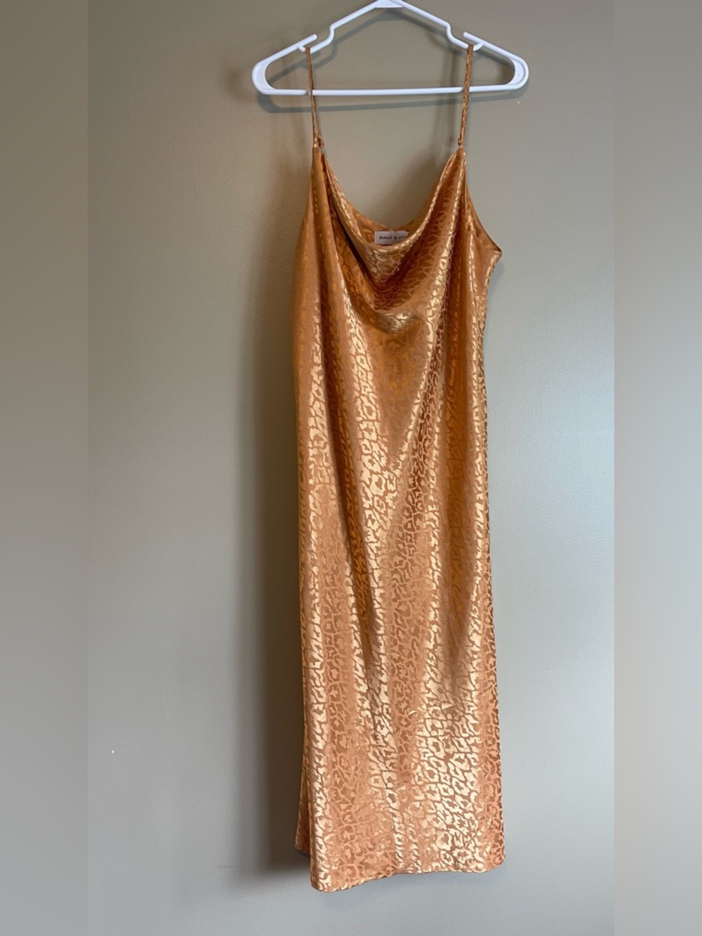 Emma & Michelle Animal Print Cowl Neck Satin Midi Dress